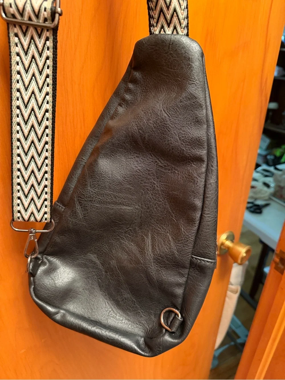 Black Studded Crossbody Sling Bag - Compact Everyday Carry